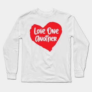 Love One Another 2 Red and White Long Sleeve T-Shirt